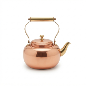Bouilloire à thé en cuivre pur poli miroir de qualité supérieure avec poignée en laiton massif, vente en gros, chauffe-eau pour cuisinière pour restaurant - Product Image 1