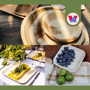 Platos de Hoja de Areca Catechu de 10 Pulgadas Cuadrados, Bandejas Compostables, Vajilla Biodegradable para Catering Ecológico y Suministros para Buffet - Product Image 2