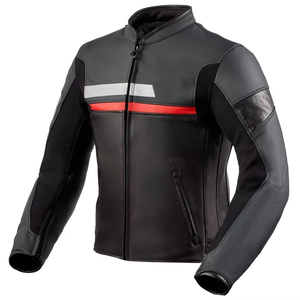 Chaqueta de Motociclista Deportiva de Cuero Genuino de Primera Calidad con Cierre de Cremallera y Cuello Alto, Chaqueta de Motociclista Deportiva de Moda - Product Image 1
