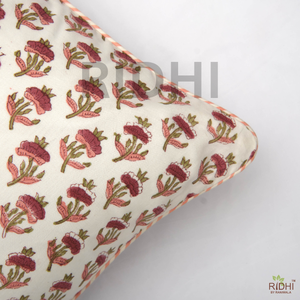 Funda de Almohada Ridhi India Hecha a Mano con Estampado Floral, 100% Algodón, con Ribete, Extraíble y Lavable, para Dormitorio, Sofá y Sillón - Product Image 4