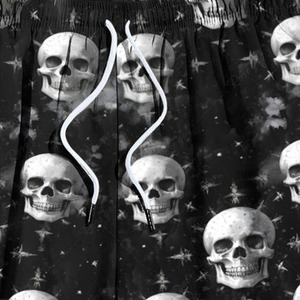 <b>Skull</b> Print Board Shorts Black Digital Printed Quick Dry Casual Swimwear Drawstring Waist Mid Length Short Pants - Product Image 4