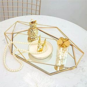 Luxury Gold Plated Round Wire Metal <b>Mirror</b> <b>Vanity</b> Tray Elegant Wedding Centerpiece Table Glass Decorative Serving <b>Mirror</b> Trays - Product Image 4