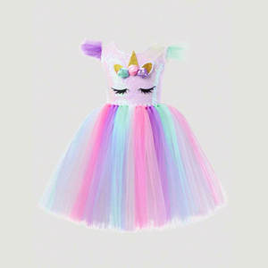 Premium Rainbow Princess Birthday Dress <b>Top</b> <b>Sequin</b> Bodice And Soft Satin Lining Colorful Unicorn Tulle Party Dress For 1-12 Year - Product Image 3