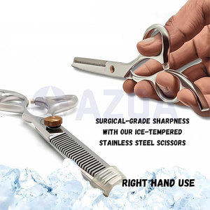Tijeras de Entresacar de Acero Inoxidable de 28 Dientes con Tornillo de Tensión Ajustable para Diestros, para Peluquería Profesional - Product Image 5
