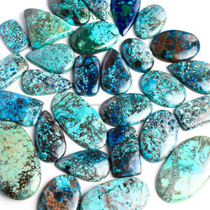 พลอยอัญมณีทรงหลวมกึ่งมีค่าคริสตัลอัญมณีเทอร์คอยซ์อะซูไรต์แท้ตัดเป็นแผ่นเรียบ - Product Image 2