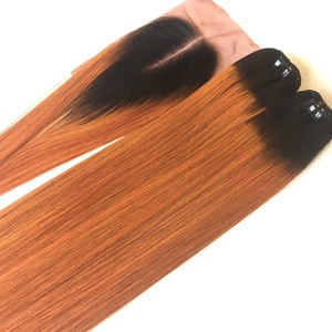 Extensions de cheveux humains vietnamiens à prix d'usine à texture droite ombrée brun noir - Product Image 5