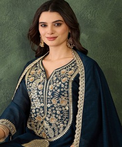 Stitched Eco-Friendly Four-Season Pakistani Modest Two-Piece Chiffon Dress for Women with Long Dupatta SHIVAM- ARUSHI 86354 - Product Image 3