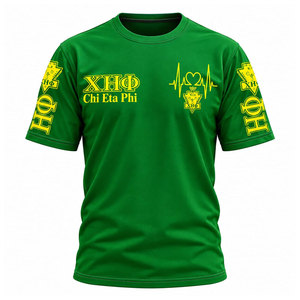เสื้อยืดแขนสั้นสีเขียวสำหรับผู้ชาย Chi Eta Phi พิมพ์ลายแบบ Sublimation ทรงปกติ สวมใส่สบาย คอกลม ผ้าถักโพลีเอสเตอร์ - Product Image 2