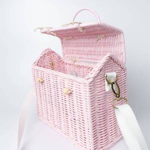 Bolsa de Casa de ratán rosa más vendida, gran cantidad, venta al por mayor, bolsas de regalo de mimbre tejidas a mano para bebés y niños - Product Image 4