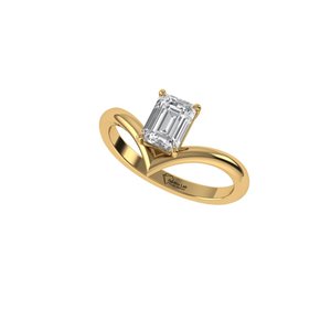 <b>Emerald</b> Cut Lab Grown Diamond <b>Ring</b> 925 <b>Silver</b> 9kt, 14kt, 18kt Gold Diamond <b>Rings</b> for Women's Engagement <b>Ring</b> - Product Image 1