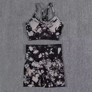 กางเกงเลกกิ้งขาสั้นลายเพสลีย์ไร้ตะเข็บ ระบายอากาศได้ดี สวมใส่สบาย เหมาะสำหรับวิ่ง ออกกำลังกาย ฟิตเนส เอวสูง ผ้ายืดสแปนเด็กซ์ ซิปหน้า พร้อมสปอร์ตบรา - Product Image 4