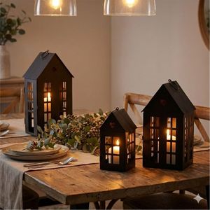 Portavelas de Metal Negro Vintage con Diseño de Estrella, Linterna para Velas de Té, Decoración Nórdica para el Hogar, Adornos Votivos para Mesa de Navidad - Product Image 2