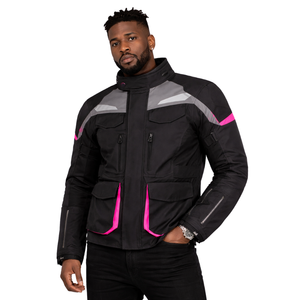 เสื้อแจ็คเก็ตมอเตอร์ไซค์ผู้ชาย สีแทน แบบซิป แจ็คเก็ตนักขี่มอเตอร์ไซค์ คอตั้ง บุผ้าควิลท์ที่ไหล่ มีกระเป๋าหลายช่อง เสื้อคลุมมอเตอร์ไซค์ - Product Image 3