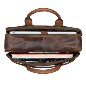 Genuine Leather Business Korean Travel Crossbody Vintage Luxurious <b>Laptop</b> Handbag - Product Image 2
