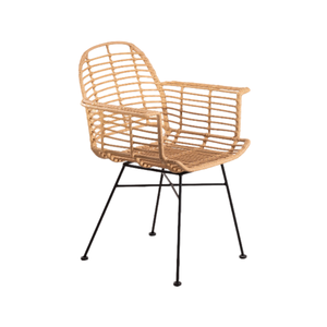 Silla de Jardín Contemporánea de Ratán con Patas de Metal, Muebles de Exterior, Diseño Duradero, Estilo de Pata Cónica - Product Image 4