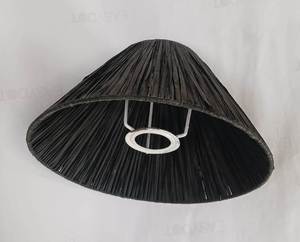 Pantalla de lámpara cónica negra de diseño clásico, hecha a mano con tela plisada, cubierta de luz rústica para lámparas colgantes para hoteles y restaurantes. - Product Image 2