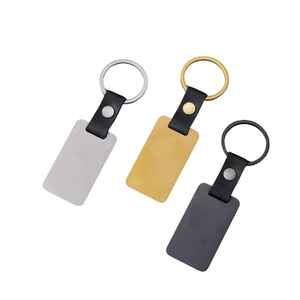 Custom Stainless Steel PU <b>Leather</b> <b>Keychain</b> Blank Square Key Ring for Laser Engraving UV Printing and Company Logo Branding - Product Image 4