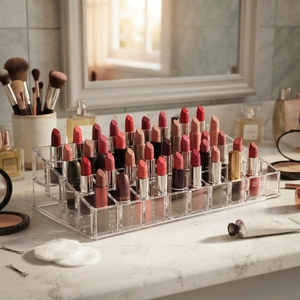 Professional Acrylic Jewelry <b>Lipstick</b> Organizer Transparent Cosmetic Display Holder Makeup Storage Rack Retail Countertop - Product Image 5