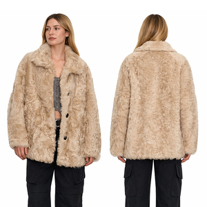 Chaqueta de Mujer de Piel Sintética Tipo Teddy, Abrigo de Invierno de Felpa Suave y Lujoso, Cierre de Botones, Prenda Exterior Cálida y a la Moda - Product Image 1