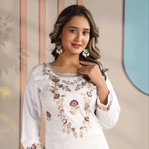 Ensemble élégant de kurta et pantalon en pur coton avec dupatta pour femmes et filles - Product Image 1