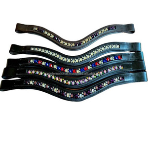 2025 Último diseño de marca Hot Fix crystals multicolor Wave shape English Leather Horse bring Band en todas las formas, tamaños y colores - Product Image 4