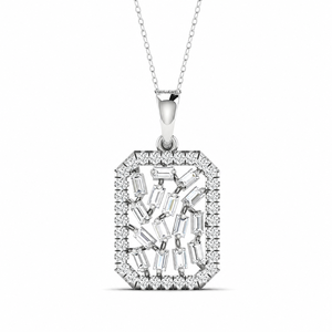 Pendentif en diamant de laboratoire, or 10K 14K 18K, argent sterling 925 935, pendentif carré en grappe de diamants baguette, bijoux - Product Image 2