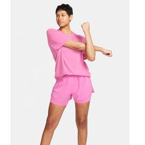 กางเกงขาสั้นกีฬาผู้หญิงเอวกลาง ระบายอากาศ แห้งเร็ว เป็นมิตรกับสิ่งแวดล้อม ผ้าแคนวาส เหมาะสำหรับออกกำลังกาย โยคะ มีเชือกผูกเอว สีสันสดใส 100% - Product Image 1