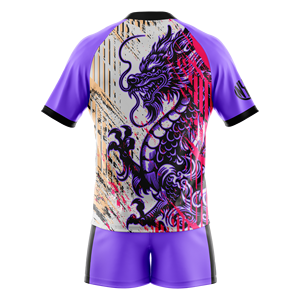 Men's Custom Rugby Uniform Set Player Name Front Orange <b>Black</b> <b>White</b> <b>Striped</b> Sublimated Printed 100% Polyester Breathable Elastic - Product Image 2