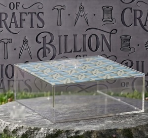 Boîte de rangement en acrylique transparente avec couvercle, design rectangulaire moderne, motif bleu, pour cadeau Ramadan Aïd - Product Image 3