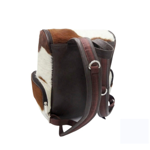 Cowhide Leather <b>Backpack</b> With <b>Animal</b> <b>Print</b> Pattern Multiple Pockets Zipper Closure Unisex Softback Day <b>Backpack</b> - Product Image 2