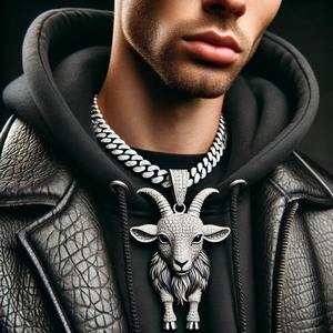 Collar de Hip Hop Personalizado con Colgante de Cabra de Moissanita y Plata de Ley 925, con Incrustaciones de Diamantes, para Hombre, Venta al por Mayor desde India - Product Image 1