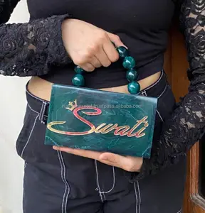 Poignée de perles Nouveau design tendance fait à la main en résine Pochettes Sac à main de fête du fournisseur et exportateur indien au prix de gros