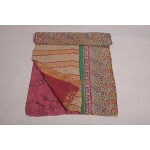 Colcha Kantha de Algodón Estampado Vintage, Reversible, Hecha a Mano, Manta Decorativa Gudri para el Hogar - Product Image 5