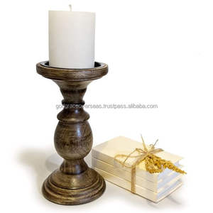 Portavelas de Madera de Nogal, Juego de Regalo de Lujo, Minimalista, Moderno, Hygge, para Bodas, Fiestas, Navidad, Hecho a Mano, Aroma Amaderado, Vela de Pilar - Product Image 6