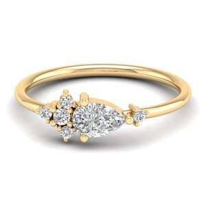 Bagues de fiançailles REYES personnalisées en or massif 14 carats avec moissanite taille poire de 0,59 carat pour femmes, cadeau d'anniversaire parfait, bijoux raffinés - Product Image 1