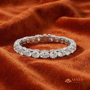 สร้อยข้อมือมอยซาไนต์สีเงินสำหรับผู้หญิง สร้อยข้อมือแบบโซ่และแบบเชื่อมต่อ แฟชั่นเครื่องประดับหรูหรา ของขวัญวันครบรอบสุดหรูหรา สำหรับผู้หญิง - Product Image 3
