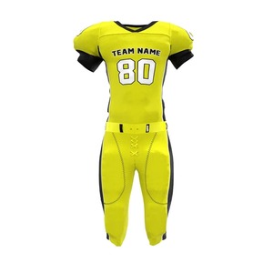 Conjunto de Uniforme de Fútbol Americano Personalizado en Amarillo y Negro para Hombre Adulto, Pantalones de Jersey de Poliéster Transpirable, Fabricante y Proveedor OEM ODM - Product Image 1