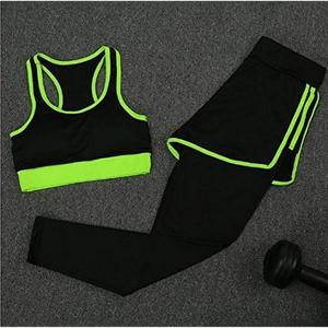 Conjuntos Deportivos de 2 Piezas para Mujer, Negros con Ribete Verde Neón, Top Sin Mangas, Leggings Largos, Ropa Deportiva de Secado Rápido para Gimnasio y Entrenamiento - Product Image 6