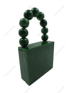 Bolso de mano indio hecho a mano de resina con asa de cuentas, bolso de lujo para fiestas y bodas para mujer - Product Image 2