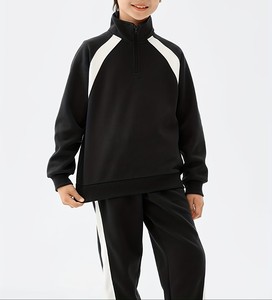 Sweat-shirt décontracté élégant pour garçons, demi-zip, color-block, couleur unie, haut à manches longues pour enfants, coupe ample pour le printemps - Product Image 2