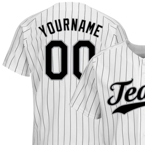 White Black Pinstripe Black Gray Baseball Jersey for Men Button Down Team Uniform Lightweight <b>Athletic</b> Game Day Sports Apparel - Product Image 3
