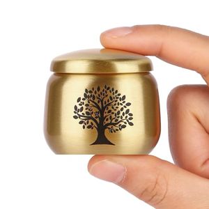 Vintage Brass <b>Keepsake</b> <b>Memorial</b> Urn Funeral Ash Container Crafted With Artistic Matte Texture And Elegant Detailing - Product Image 3