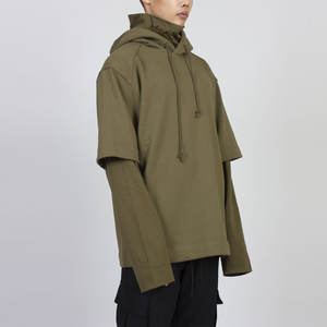 Conception OEM, sweat-shirt à capuche surdimensionné à manches longues à double couche, tissu tricoté, tailles plus grandes, sweat-shirts pour hommes - Product Image 2