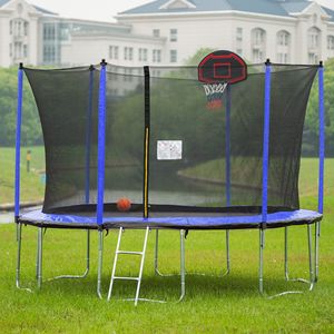 15FT Blue <b>Trampoline</b> with Basketball Hoop Inflator and Ladder Inner Safety <b>Enclosure</b> - Product Image 5