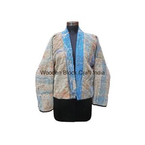 Assorted Handmade Women's Vintage <b>jacket</b> with mandarin collar Beautiful <b>Kantha</b> Patchwork Multi-Color <b>jacket</b> for Parties - Product Image 2