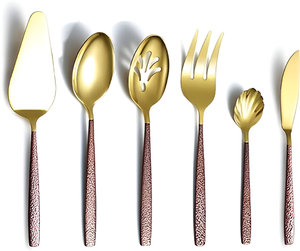 Vente chaude hôtel de luxe 6 pièces or couverts vaisselle personnalisé ensemble d'ustensiles de service pour la cuisine - Product Image 1