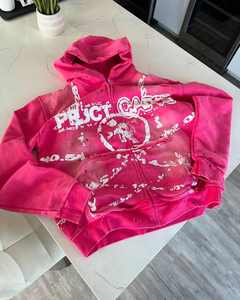<b>Pink</b> Oversized Zip-Up Hooded <b>Sweatshirt</b> <b>Men's</b> Fleece Casual Streetwear Regular Fit Front Print Design Eco-Friendly 100% Cotton - Product Image 6