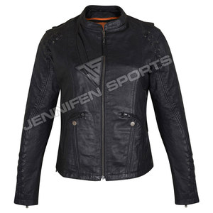 Blouson en cuir de vachette véritable noir pour femme, style motard vintage, coupe courte, dernier design, vente en gros - Product Image 1
