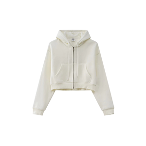 Sweat à capuche court rose pour femme, fermeture éclair intégrale, poche avant, en molleton, idéal pour l'automne, doublure en molleton brossé, finitions côtelées - Product Image 2