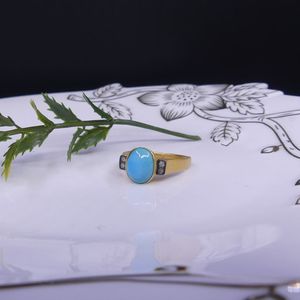 Wedding Wear 925 Sterling Silver Gold Plated Jewelry <b>Turquoise</b> Diamond Gemstone Women Wear Classic <b>Ring</b> - Product Image 2